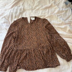 Pomander Place Brown Leopard Blouse